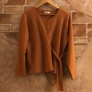 Masai Merino Wool Snap Cardigan Sweater Orange M